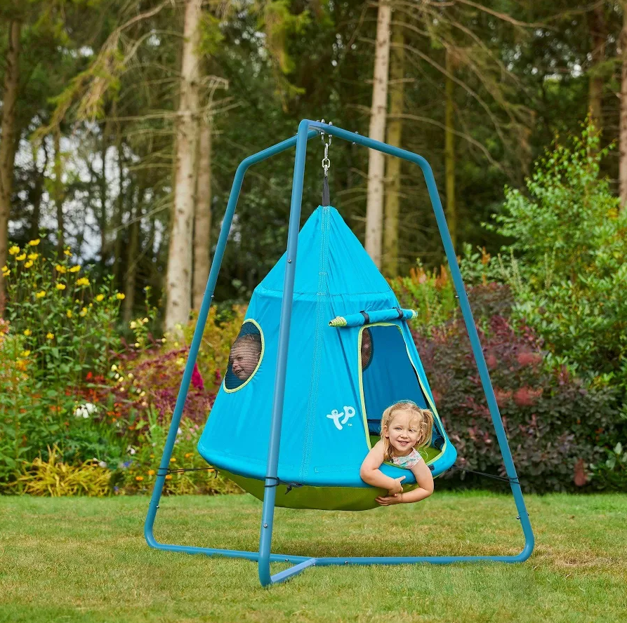 TP Toys UFO Den & Climbing Frame – Kids Garden Playset with Hanging Den Pod